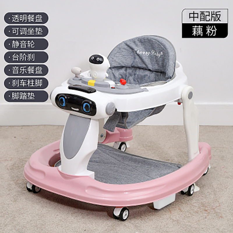 Andador para bebés con mango de empuje, juguete musical educativo para sentarse, bandeja desmontable, altura ajustable, antivuelco. image 13