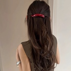 韓国アンコラレッドツイストヘアピン女性用 2025 新しいハイエンドバナナクリップハイポニーテールヘアアクセサリー