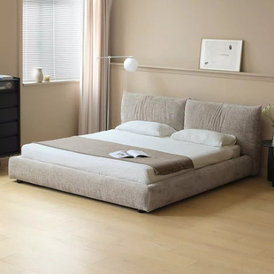Italian Minimalist Petal Fabric Bed Double Bed Master Bedroom down Soft Bed Chenille Wabi-Sabi Style Bed and Breakfast New Bed