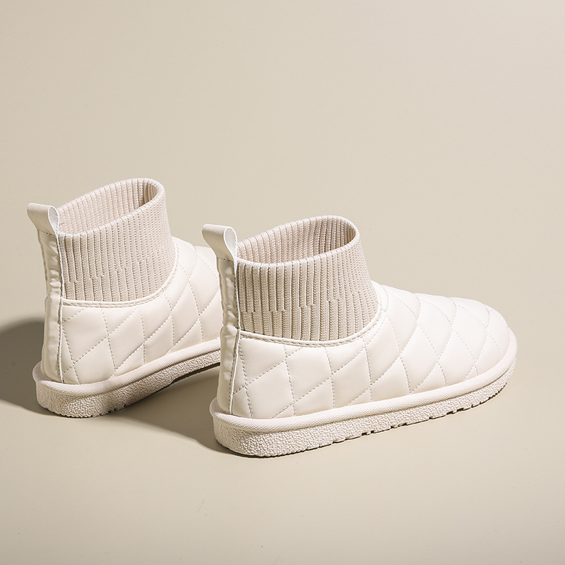 2023 New Snow Boots Women's Winter Thick Sole Plush Warm Cotton Shoes Elastic Short Sleeve Socks Boots_voghion.com