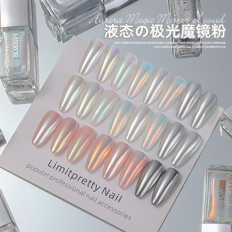 Manicura nuevo líquido espejo mágico polvo luz de la luna polvo Aurora polvo espejo harina duradera no volador polvo decoración de uñas al por mayor
