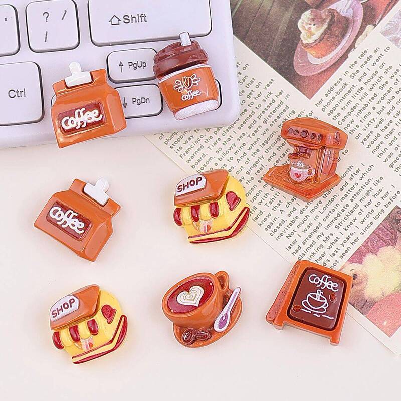 Cute Coffee Series Cream Glue Resin DIY Jewelry Hairpin Hole Shoe Buckle Mobile Phone Case Water Cup Sticker Decoration