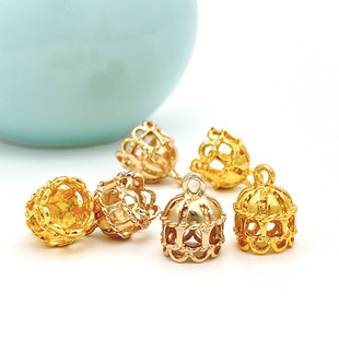 Alloy electrophoresis color retention bird cage crown with hole accessories diy new Chinese hollow 11*15mm jewelry accessories