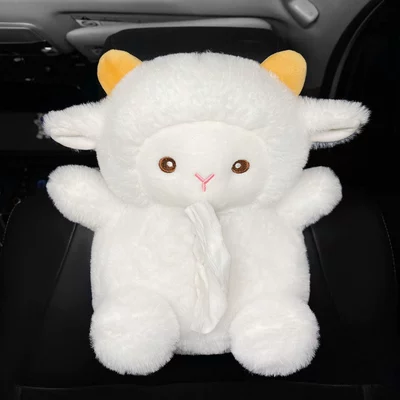 Car Interior Decoration Hanging Creative: Car tissue box/set - crystal-velvet-lamb-tissue-box