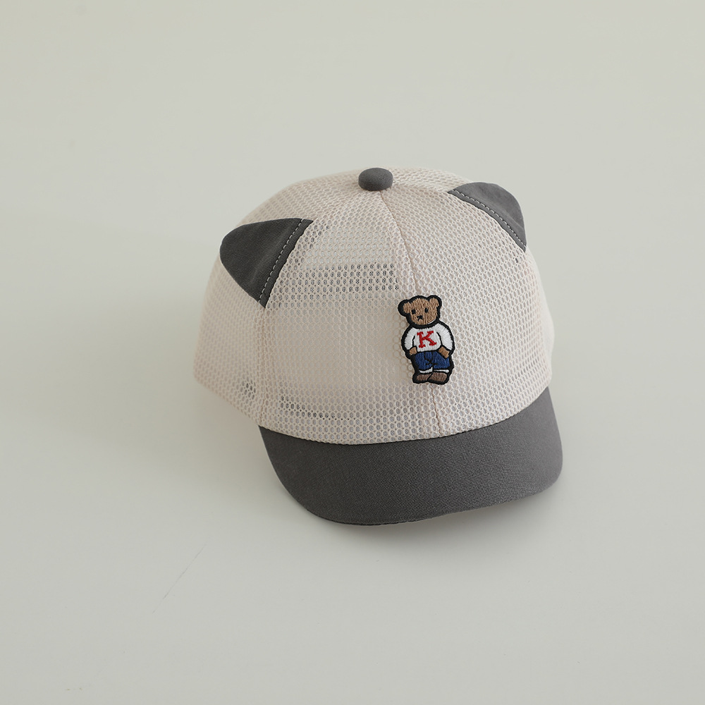 Sombrero para el sol para bebés, gorra de béisbol de malla, protector solar transpirable de verano, gorra de oreja de oso lindo, gorra de malla para niños