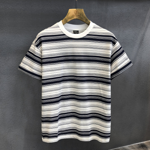 Striped short-sleeve t-shirt for men, 2025 new model, Japanese style trendy brand casual men's t-shirt, loose large size clothing