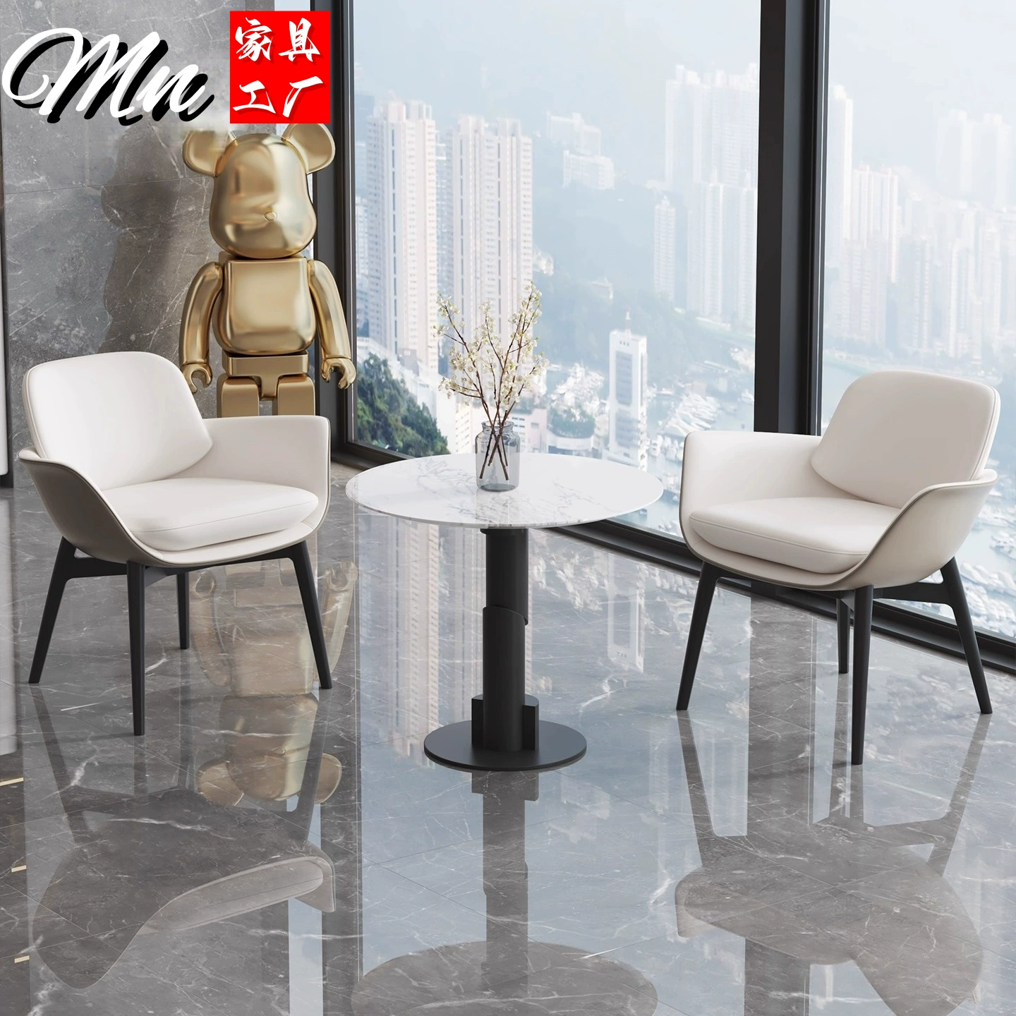 Высококлассный светлый роскошный клубный стол и стул для приема, комбинированный стол и стул для переговоров, приемная зона для отдыха, приемный одиночный диван-кресло