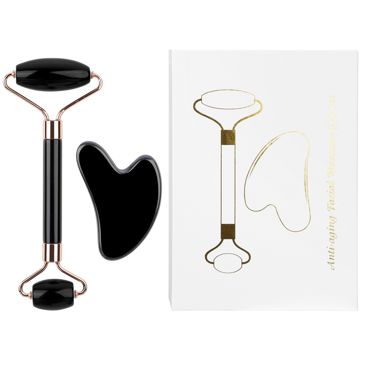 Rodillo de jade de imitación de doble cabeza, masajeador de tabla gua sha, bastón de masaje facial de fisioterapia, dispositivo de belleza de resina engrosada, transfronterizo