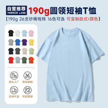 纯棉圆领短袖T恤纯色企业工作服印logo图案班服烫画刺绣直喷跨境