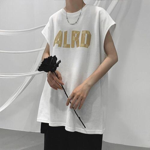 Men's Summer Thin Version Backless Shirt, Hong Kong Style Loose Casual Matchable Sleeveless T-Shirt, Ins Trendy Badass Sporty Outerwear Kangjian