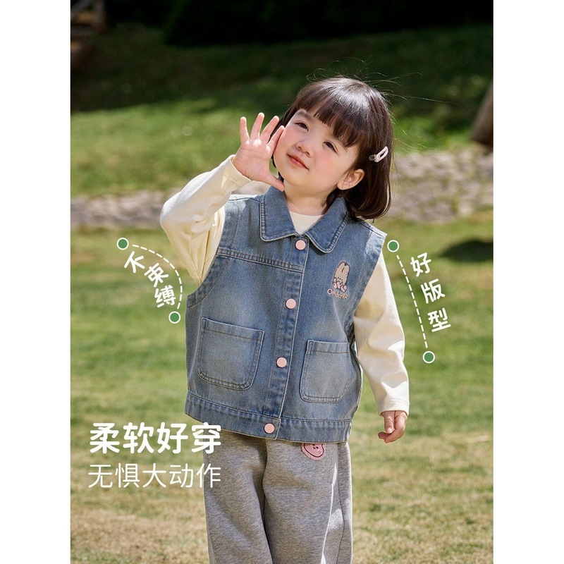 女童春秋季牛仔儿童马甲2025新款小女孩宝宝外穿秋款儿童马夹背心|undefined