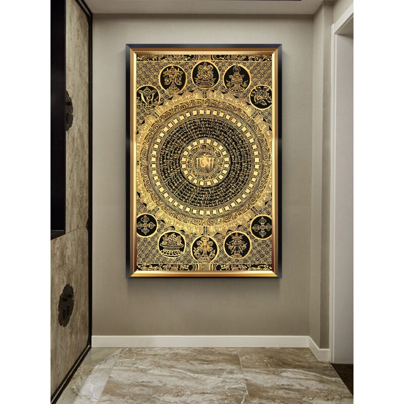 Altar City Thangka Decorative Painting Entrance Hallway Corridor Hanging Painting Chinese Tea Room Study Mural Yellow God of Wealth Mural Altar City Thangka Decorative Painting Entrance Hallway Corridor Hanging Painting Chinese Tea Room Study Mural Yellow God of Wealth Mural