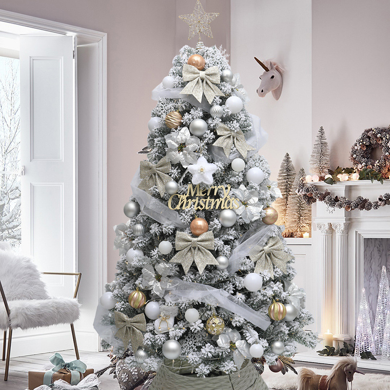2026 cifrado nieve blanca flocado decoración de árbol de Navidad decoración de Navidad Amazonas Navidad sensación