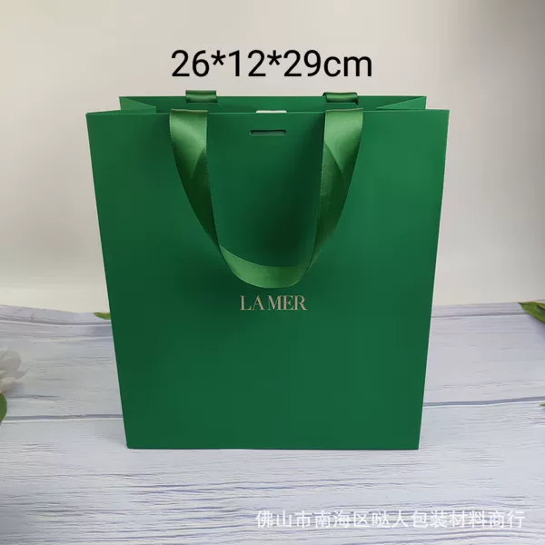 Морской‑синий большой подарочный пакет 26×12×29 см