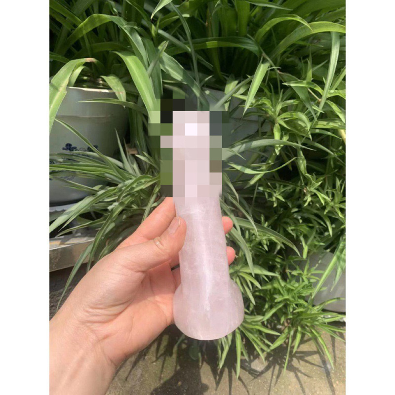 天然粉晶雕刻原石打磨水晶按摩棒 图 2