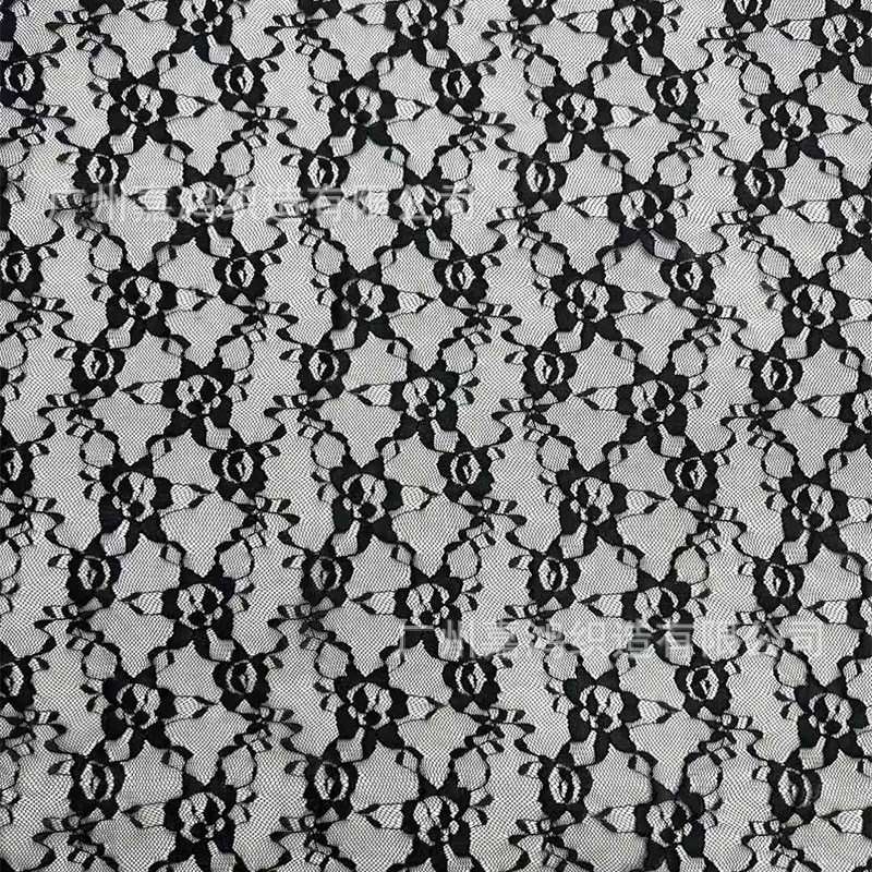 2026 tejido de encaje de manga larga plegado para usar camiseta de fondo tejido de encaje de albaricoque blanco y negro en stock