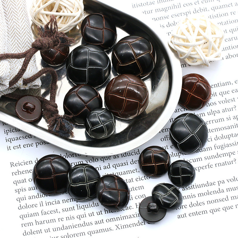 Retro Turtle Pattern Plastic Anti-Leather Two-Color Buttons Tweed Woolen Jacket Half Norfolk Jacket Anti-Leather Y8