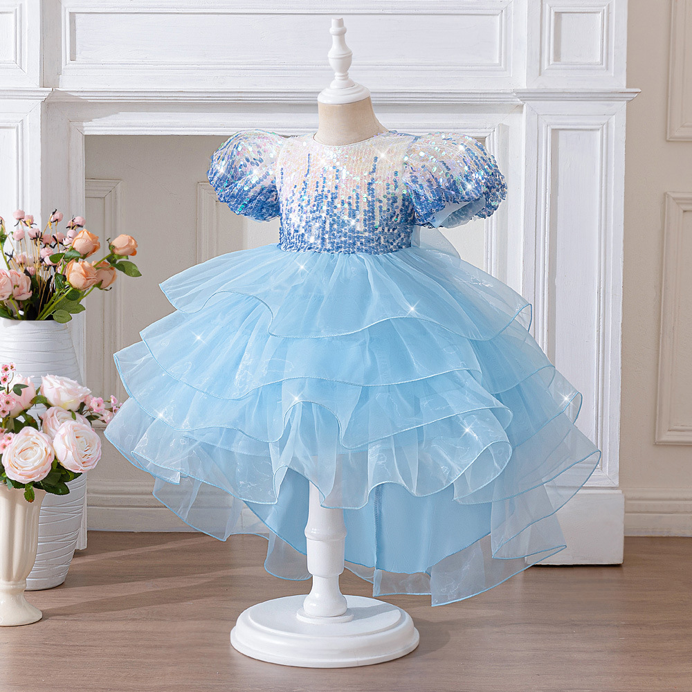 Vesta de princesa infantil de moda de sequillas brillante vestido de niños piano vestido de espectáculo vestido de banquete vestido de noche