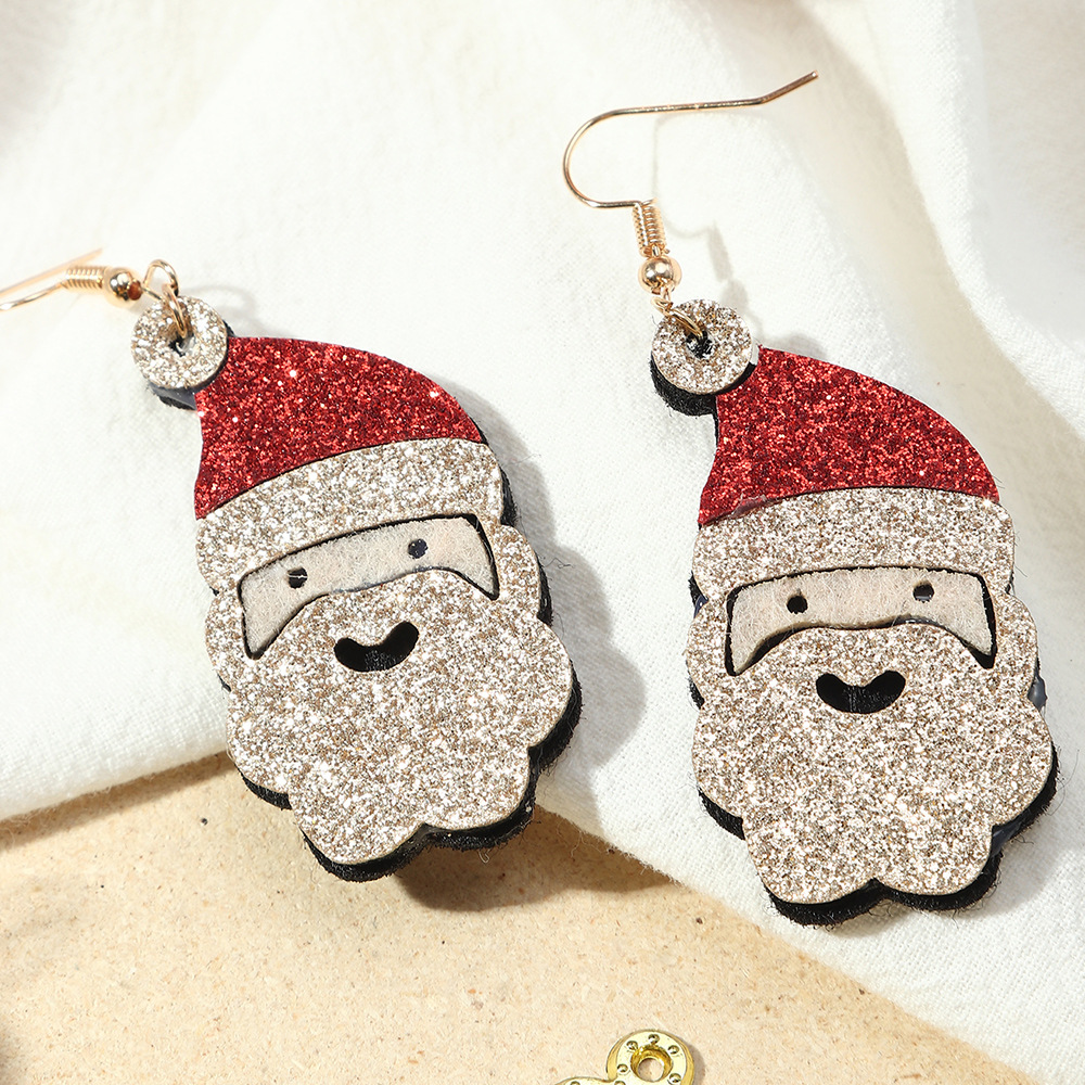 Cute Glitter Cloth Santa Claus Elk Christmas Earrings Wholesale Jewelry Nihaojewelry display picture 15