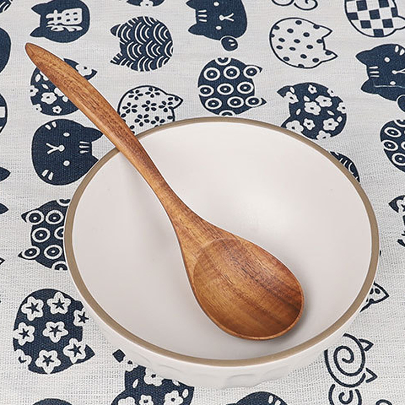 Mango largo traje de cuchara de madera al por mayor hogar café japonés tamaño lovesick cuchara de madera tenedor cuchara logotipo imprimible