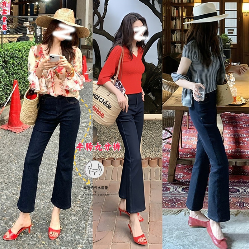 Dark Blue Straight-Leg Jeans for Women, New Summer Style, High-Waisted, Slimming, Simple, Comfortable, Versatile, Cropped Cigarette Pants Dark Blue Straight-Leg Jeans for Women, New Summer Style, High-Waisted, Slimming, Simple, Comfortable, Versatile, Cropped Cigarette Pants