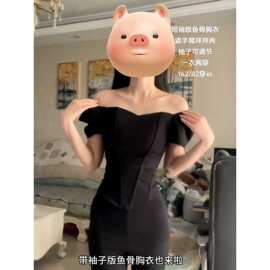 纯欲风气质一字肩露肩短袖T恤女夏季修身显瘦鱼骨设计感辣妹上衣