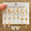 Earrings, retro set from pearl, European style, suitable for import, simple and elegant design, wholesale