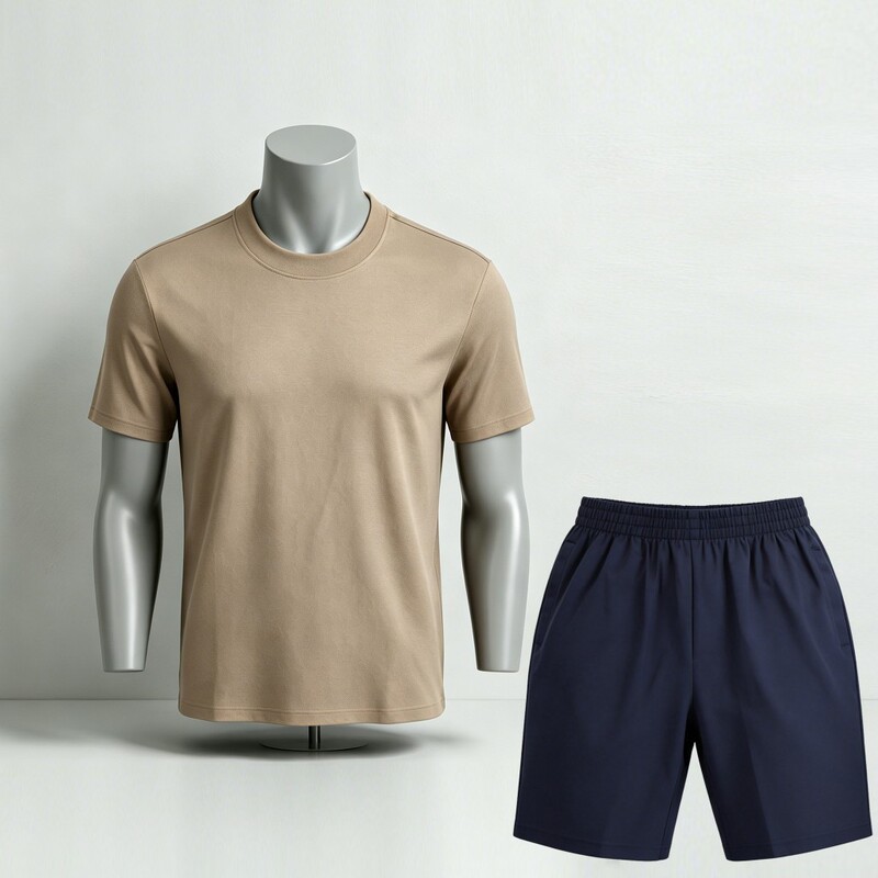 Wholesale Hot-Selling Island Fitness Clothing Set, Single Top and Single Pants, Summer Round-Neck Fitness Clothing, Earthy Yellow Set