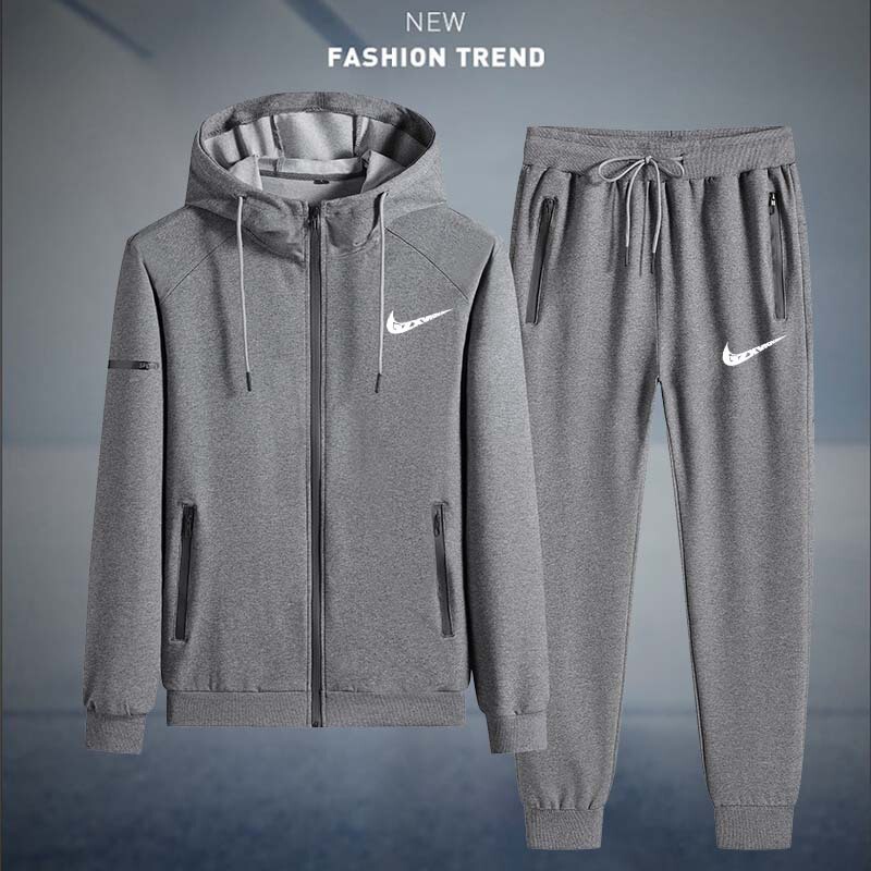 Men's Clothing 2025 Autumn and Winter Sports Casual Suit Men's Hooded Couple Cardigan Large Size Two-Piece Set Women's Hooded Style