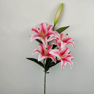 YMDZ new 5-head red purple white lily living room decoration lily fake flowers simulated bouquet simulated bouquet flowers
