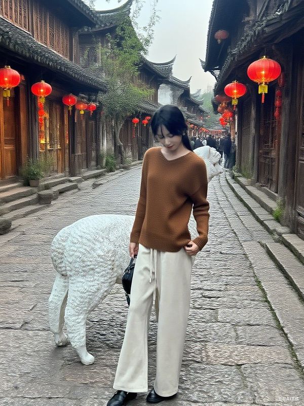 绵羊毛加绒加厚桑蚕丝羊绒休闲裤松紧腰阔腿裤显瘦保暖高腰休闲裤|undefined