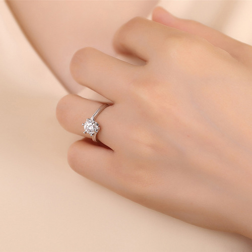 Snowflake Twist Arm Diamond Ring for Women S925 Silver PT950 Closed Mouth Live Stream Supply Chain Cross-border Wholesale Exclusive
