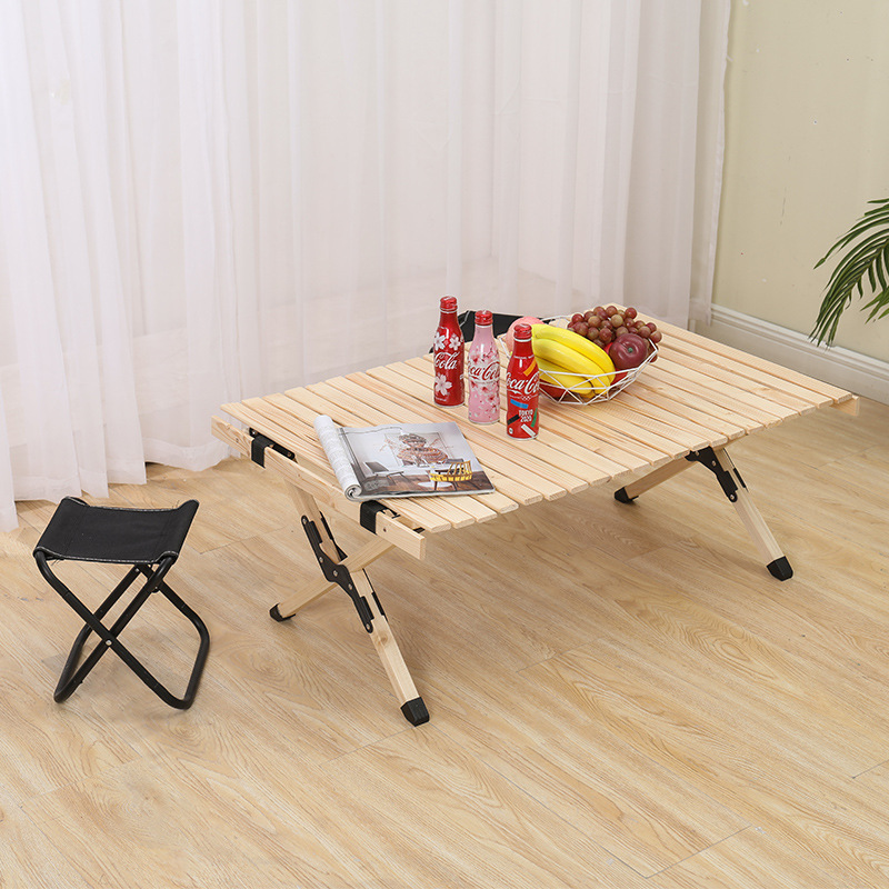 Madera al aire libre mesa plegable y silla traje portátil huevo rollo Mesa camping picnic Mesa coche viaje al aire libre mesa plegable