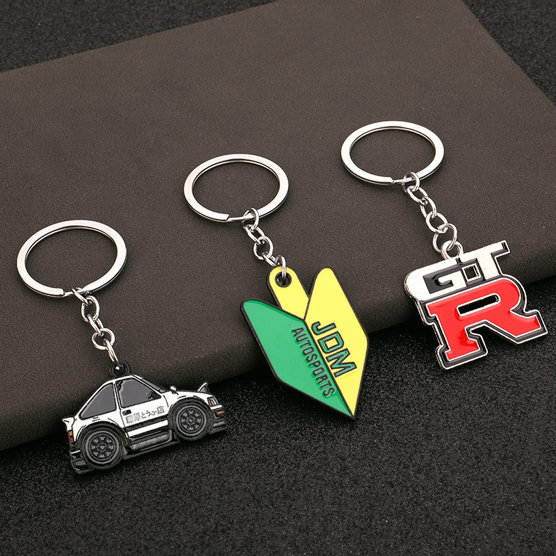 Creative car GTR modified keychain wholesale JDM NOS HKS head text car pendant AE86 key chain