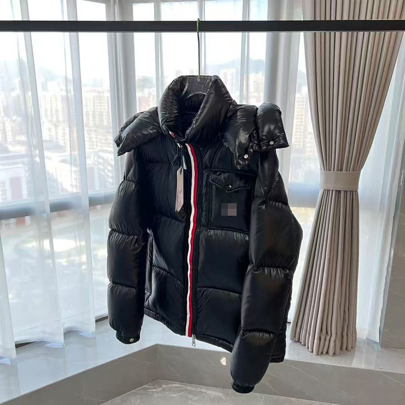 Mengkou down jacket with three-color woven tape, thickened for warmth, unisex, loose-fitting, and slimming, cloud puff bread-style coat Mengkou down jacket with three-color woven tape, thickened for warmth, unisex, loose-fitting, and slimming, cloud puff bread-style coat