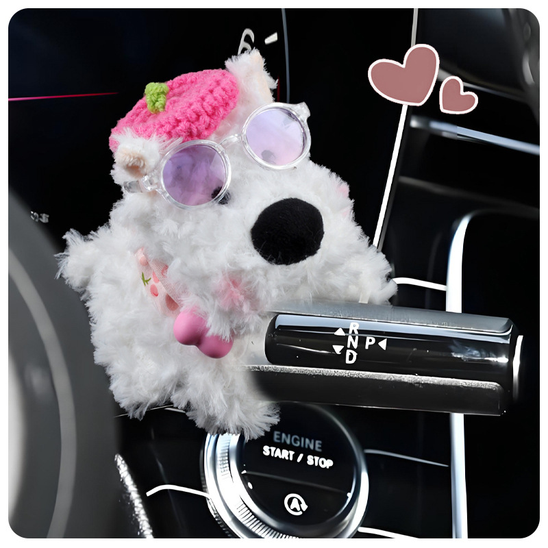 West Highland Car Bloque Decoración Coche Muñeca de felpa Muñeca Limpiaparabrisas Luz de dirección Accesorios de coche Adornos Mujer