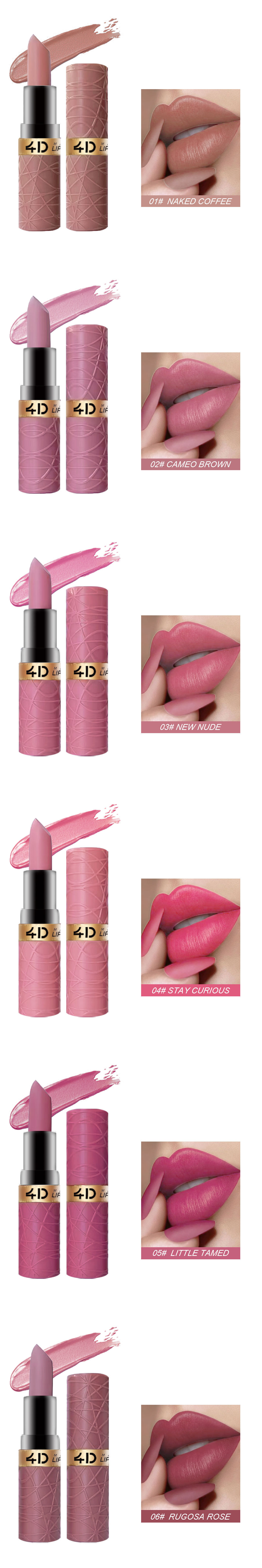 6-piece matte lipstick, cross-border lip makeup, Aunt Red, easy to apply, export lip gloss set, not easy to smudge Item Picture