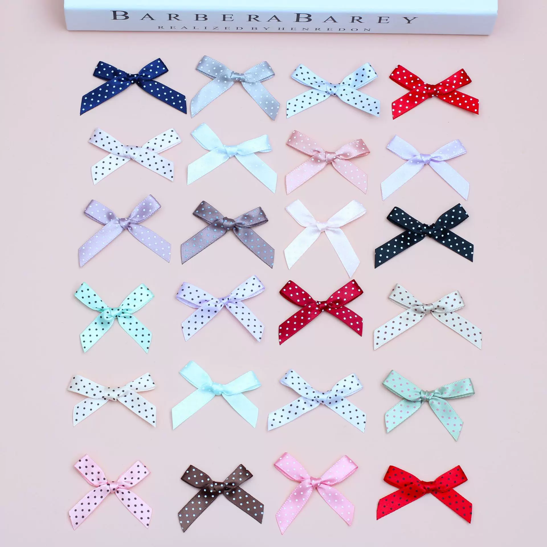 厂家直销手打蝴蝶结缎带波点彩色礼品装饰蝴蝶结服装饰品辅料发夹