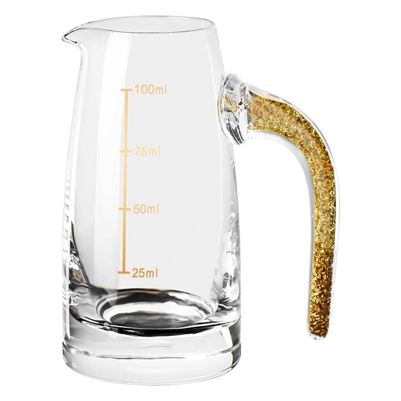In stock wholesale Kingsoft gold foil crystal glass liquor separator with scale wine pot commercial small wine glass