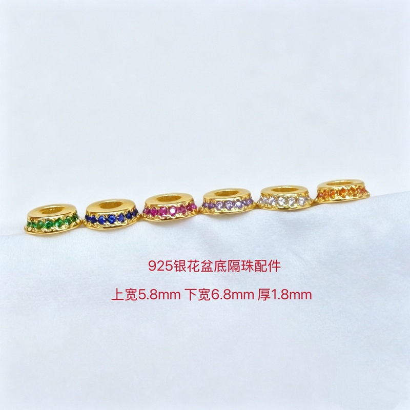 S925 silver flower pot base inlaid with zircon separator, straight cut silver plated with ancient gold, DIY pendant accessory for jewelry S925 silver flower pot base inlaid with zircon separator, straight cut silver plated with ancient gold, DIY pendant accessory for jewelry