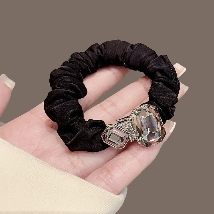 Schwarzes Haargummi Mit Strass Elegantes Haar-accessoire Für Damen_voghion.com