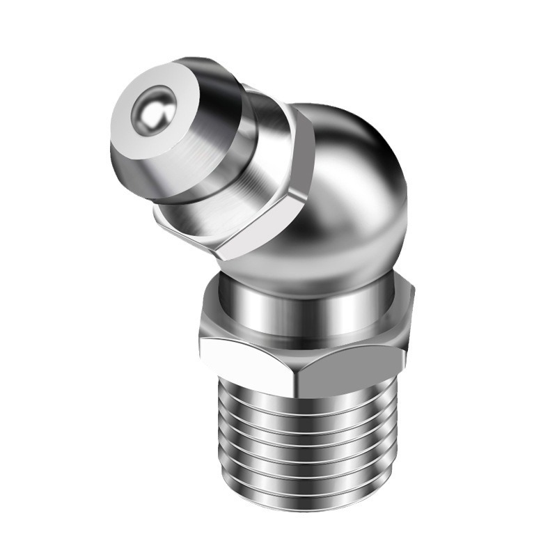 Boquilla de mantequilla de acero inoxidable 304 a través de la boquilla de inyección de aceite de rosca macho estándar nacional 45 grados M6M8M10M12