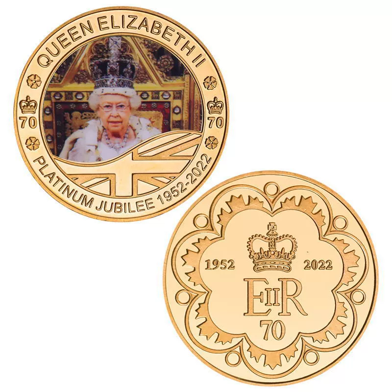 Spot Foreign Trade British Elizabeth Queen Memorial Coin Collection Gift Electroplating Memorial Metal Crafts