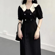 法式长裙子遮肉遮肚修身收腰赫本风小黑裙高级感黑色连衣裙女时尚