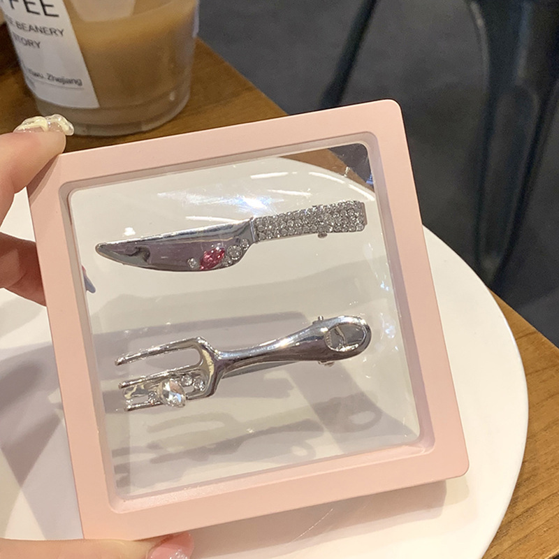 Fermagli per capelli a forma di coltello e forchetta in metallo_voghion.com