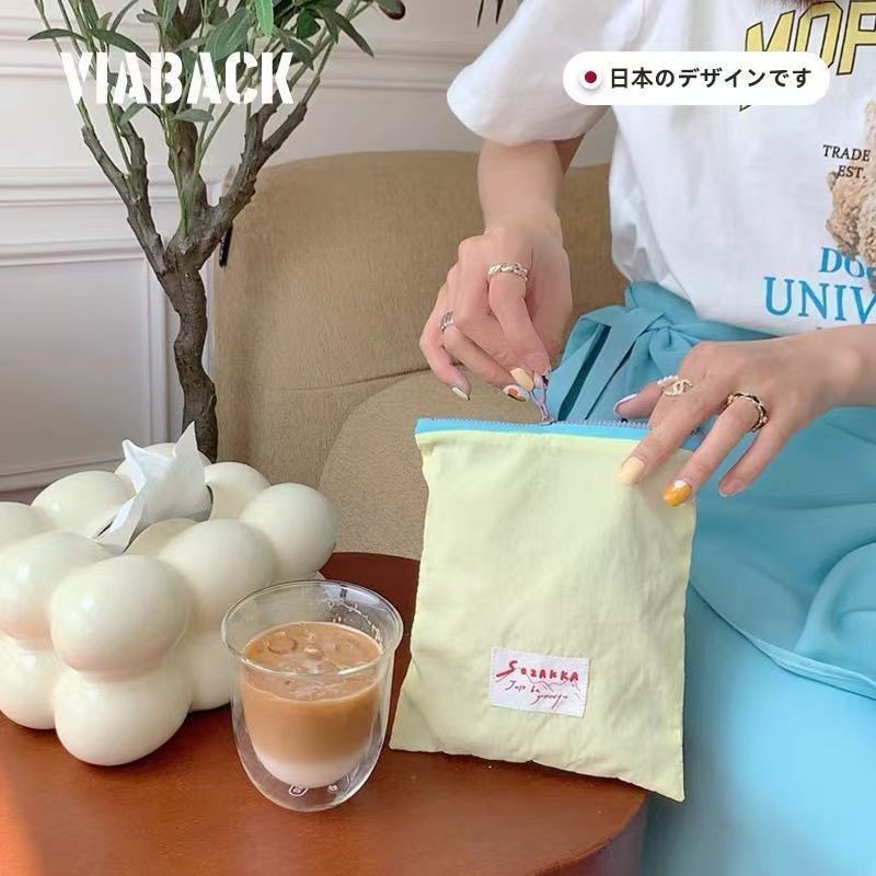 马卡龙撞色化妆包便携式小随身携带零钱包薄款双层防水速干收纳袋|undefined