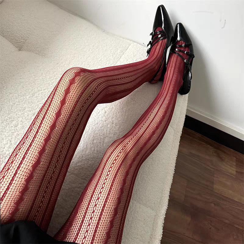 2026 Autumn and Winter Cross-Border Export New Retro Spring and Summer Thin Pantyhose Stripesd Vertical