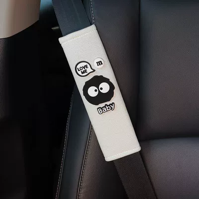 Car Cute Seat Belt Shoulder Seat belt shoulder pad - black-briquettes-and-white-ice-silk-shoulder-pads-one-set