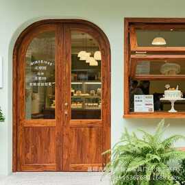 老榆木窗框民宿咖啡店奶茶店折叠门窗木门商用门家用入户门卧室门