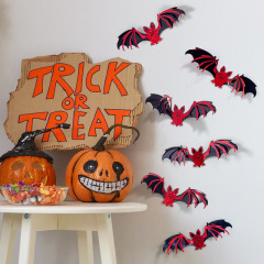 クロスボーダーハロウィン 12 個二層立体コウモリ壁ステッカーハロウィンパーティー DIY ホーム背景壁装飾